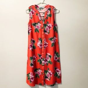 Floral patterned, button-down tank top dress